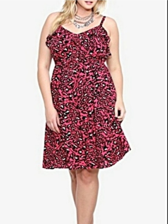 torrid Dresses & Skirts - Torrid Cheetah Print Sun Dress Size 2x Womens Plus Hot Pink Leopard Sundress